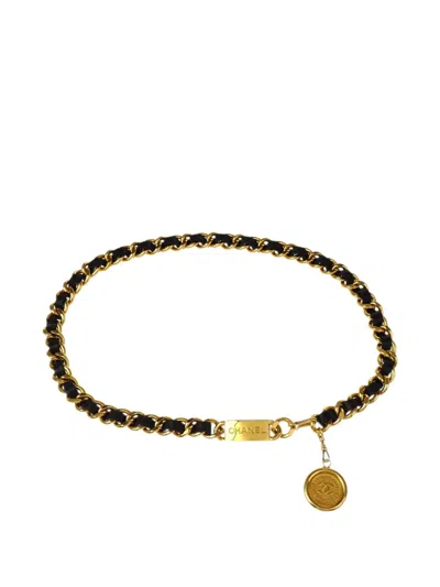 Pre-owned Chanel 1990-2000s Chain Medallion Belt In Gold