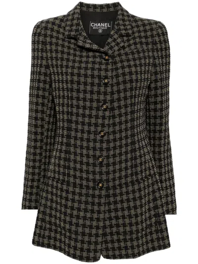 Pre-owned Chanel 1990-2000s Checked Tweed Jacket In Black