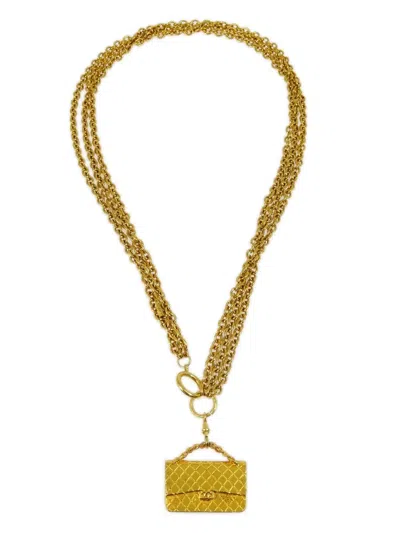 Pre-owned Chanel 1990-2000 Classic Flap Pendant Necklace In Gold