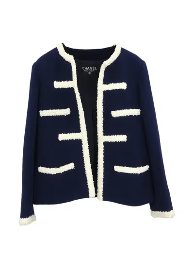Pre-owned Chanel 1990-2000s Collarless Jacket In Blue