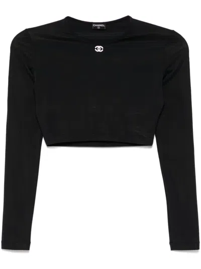 Pre-owned Chanel 1990-2000s Cropped Top In Black