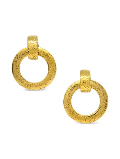 Pre-owned Chanel 1990-2000s Dangle Hoop Earrings In Gold