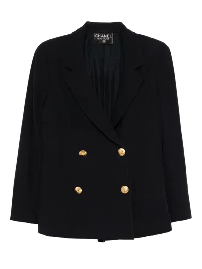Pre-owned Chanel 1990-2000s Double-breasted Jacket In Blue