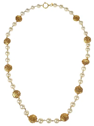 Pre-owned Chanel 1990-2000s Faux-pearl Necklace In 金色