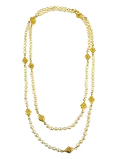 Pre-owned Chanel 1990-2000s Faux-pearl Necklace In Gold