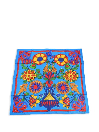 Pre-owned Chanel 1990-2000s Floral-print Scarf In Blue