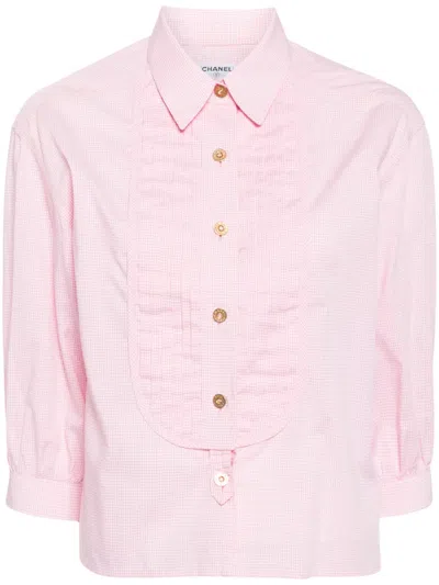 Pre-owned Chanel 1990-2000s Gingham-check Cotton Shirt In Pink