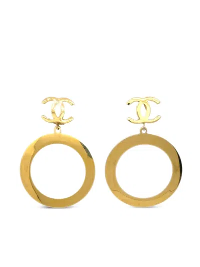 Pre-owned Chanel 1990-2000s Gold Plated Cc Clip-on Earrings