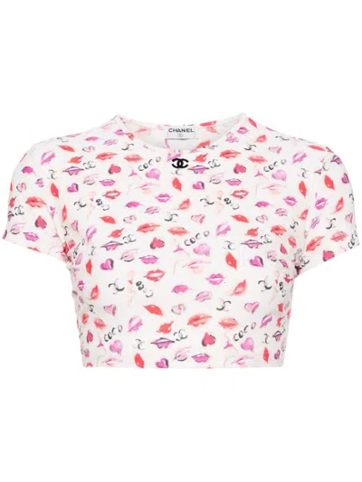 Pre-owned Chanel 1990-2000s Lipstick T-shirt In Neutrals