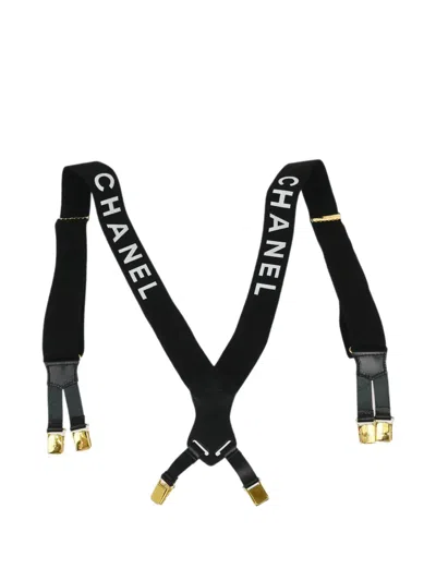 Pre-owned Chanel 1990-2000s Logo-embellished Suspenders In Black