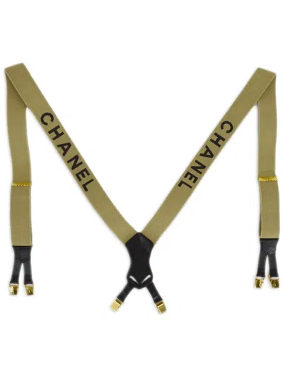 Pre-owned Chanel 1990-2000s Logo-jacquard Suspenders In Gold