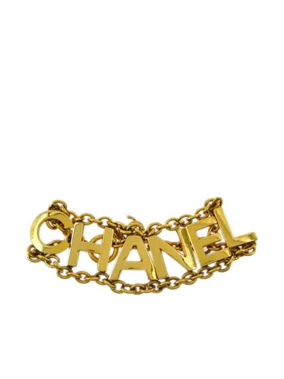 Pre-owned Chanel 1990-2000s Logo-lettering Bracelet In Gold