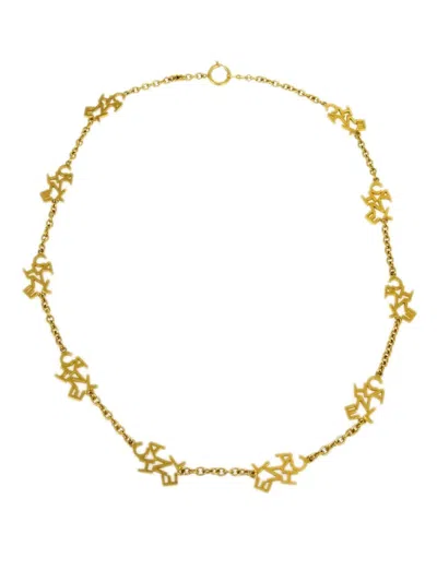 Pre-owned Chanel 1990-2000s Logo-lettering Chain Necklace In Gold