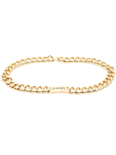 Pre-owned Chanel 1990-2000s Logo-plaque Chain Belt In Gold