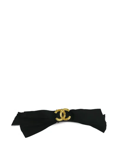 Pre-owned Chanel 1990-2000s Logo-plaque Hair Clip In Black
