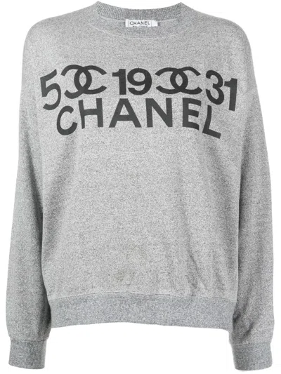 Pre-owned Chanel 1990-2000s Logo-print Wool Sweatshirt In Grey