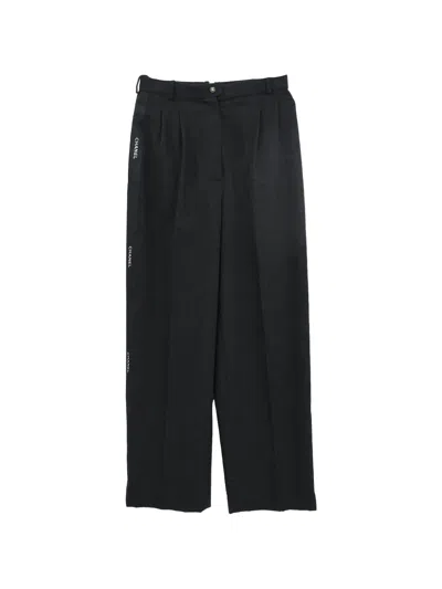 Pre-owned Chanel 1990-2000s Logo-tape Trousers In Black