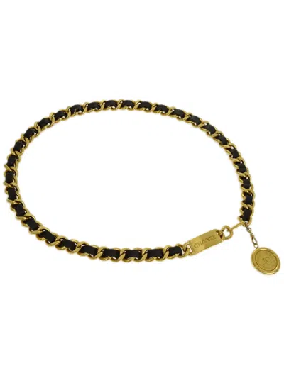Pre-owned Chanel 1990-2000s Medallion Chain Belt In Black