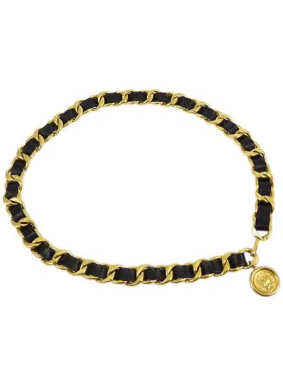 Pre-owned Chanel 1990-2000s Medallion Chain Belt In Black