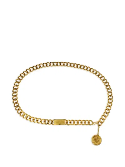 Pre-owned Chanel 1990-2000s Medallion-chain Belt In Gold