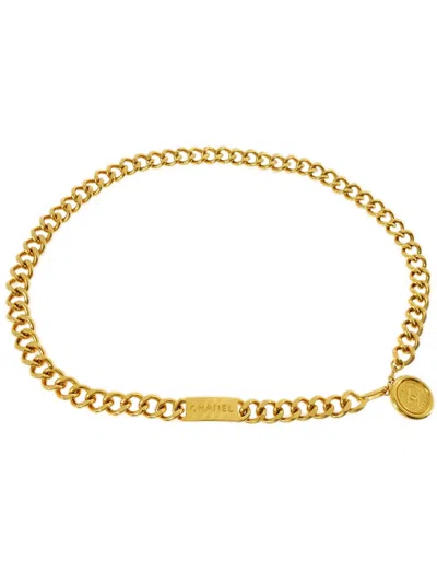 Pre-owned Chanel 1990-2000s Medallion Chain-link Belt In Gold