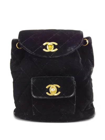 Pre-owned Chanel 1990-2000s Mini Duma Velvet Backpack In Blue