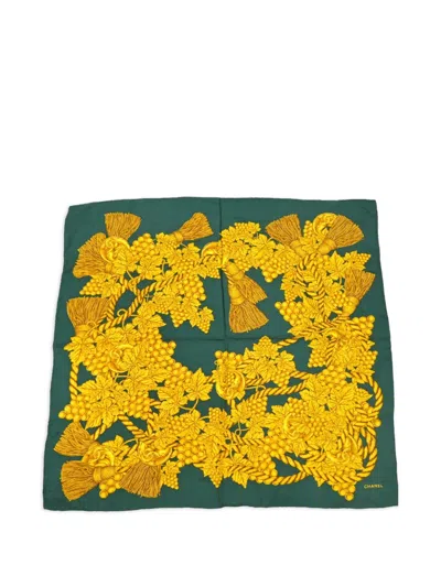 Pre-owned Chanel 1990-2000s Printed Silk Scarf In Green