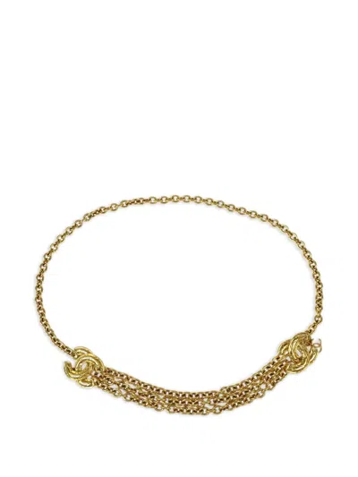 Pre-owned Chanel 1990-2000s Quilted Cc Chain Belt In Gold