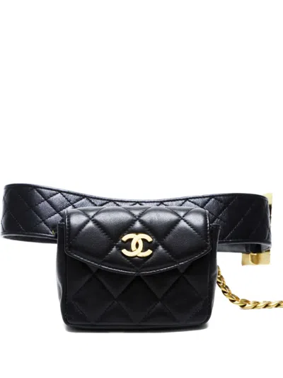 Pre-owned Chanel 1990-2000s Quilted-leather Belt Bag In Black
