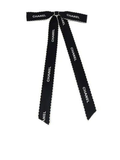 Pre-owned Chanel 1990-2000s Satin Bow Brooch In 黑色
