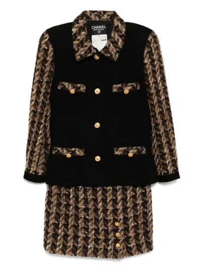 Pre-owned Chanel 1990-2000s Setup Suit Jacket Skirt In Brown