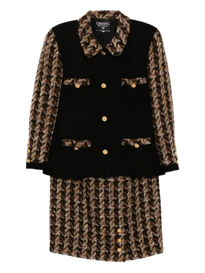 Pre-owned Chanel 1990-2000s Setup Suit Jacket Skirt In Brown