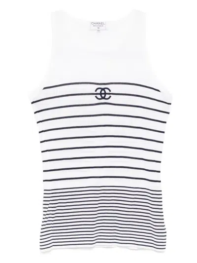 Pre-owned Chanel 1990-2000s Sleeveless Tank Top In White