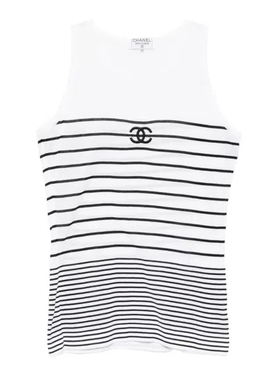 Pre-owned Chanel 1990-2000s Sleeveless Top In White