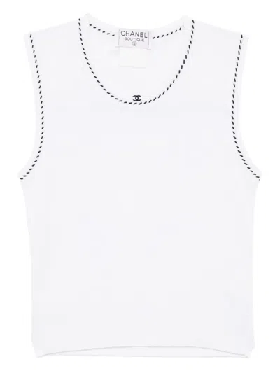Pre-owned Chanel 1990-2000s Sleeveless Top In White