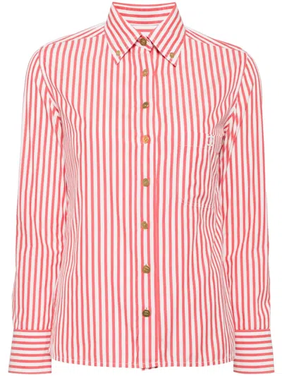 Pre-owned Chanel 1990-2000s Striped Cotton Shirt In White, Red