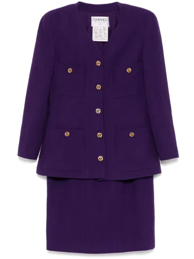 Pre-owned Chanel 1990-2000s Suit Jacket Skirt In Purple