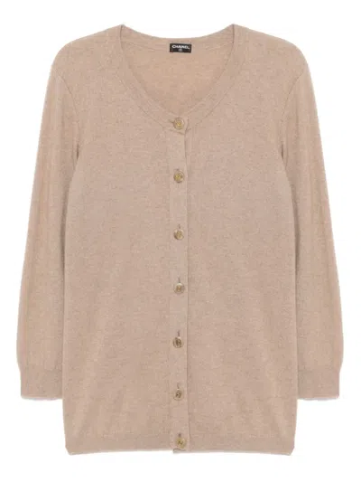 Pre-owned Chanel 1990-2000s V-neck Cardigan In Neutrals
