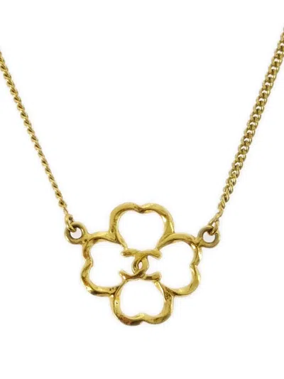 Pre-owned Chanel 1990-2009 Clover-pendant Gold-plated Necklace