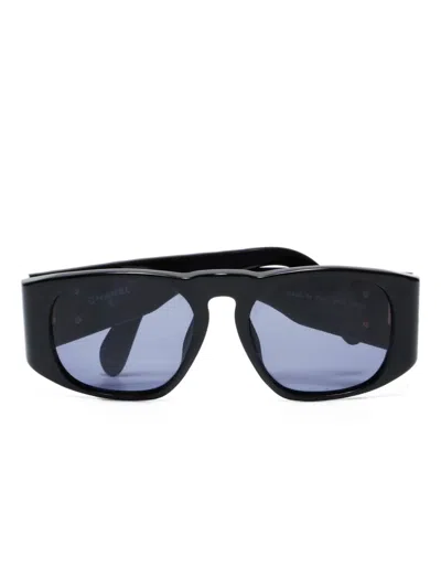 Pre-owned Chanel 1990-200s Quilted Square Sunglasses In Black