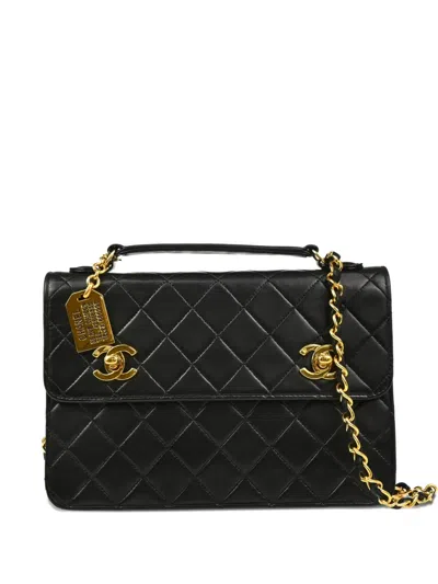 Pre-owned Chanel 1990 2way Handbag In Black
