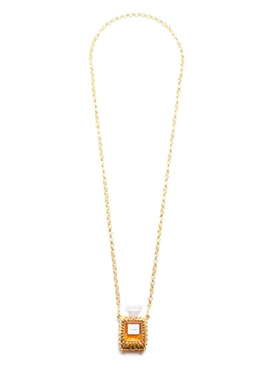 Pre-owned Chanel 1990 Cc Allure Bottle Pendant Necklace In Gold