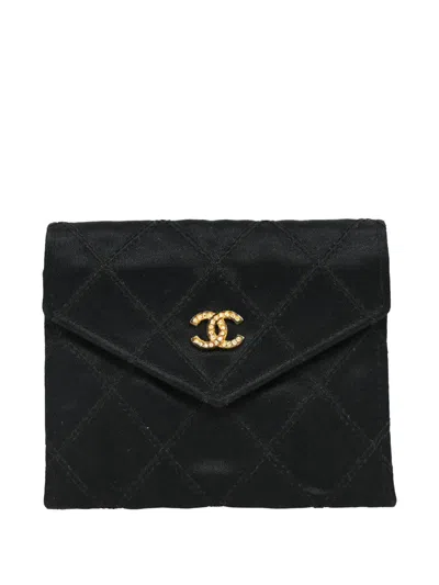 Pre-owned Chanel 1990 Cc Logo Wallet In Black