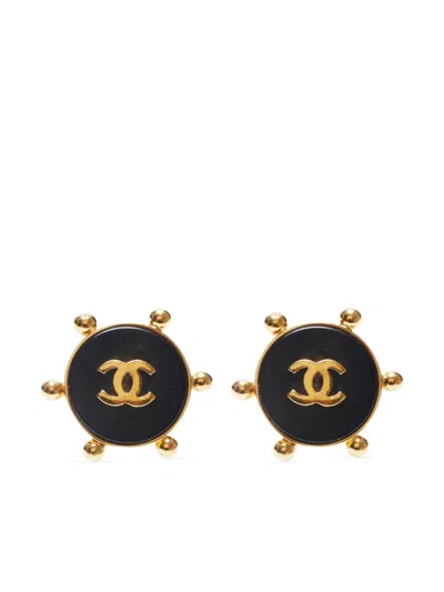 Pre-owned Chanel 1990 Cc Mark Earrings In Gold