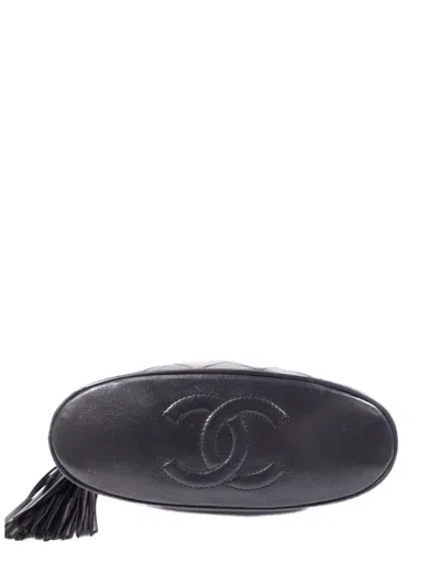 Pre-owned Chanel 1990 Cc Tassel Shoulder Bag In Black