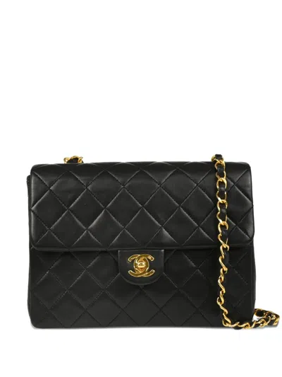 Pre-owned Chanel 1990 Classic Square Flap Shoulder Bag In Black