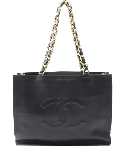Pre-owned Chanel 1990 Coco Mark Tote Bag In Black
