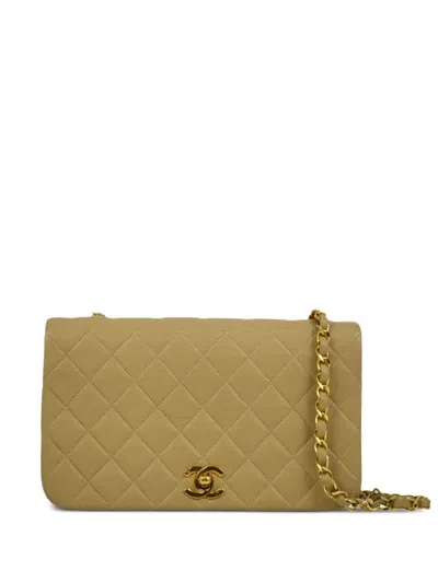 Pre-owned Chanel 1990 Diamond-quilted Shoulder Bag In Neutrals