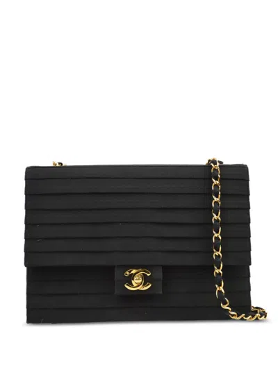 Pre-owned Chanel 1990 Flap Chain Shoulder Bag In Black