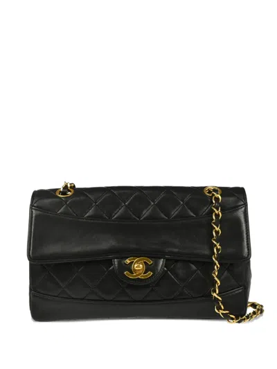 Pre-owned Chanel 1990 Flap Shoulder Bag In Black